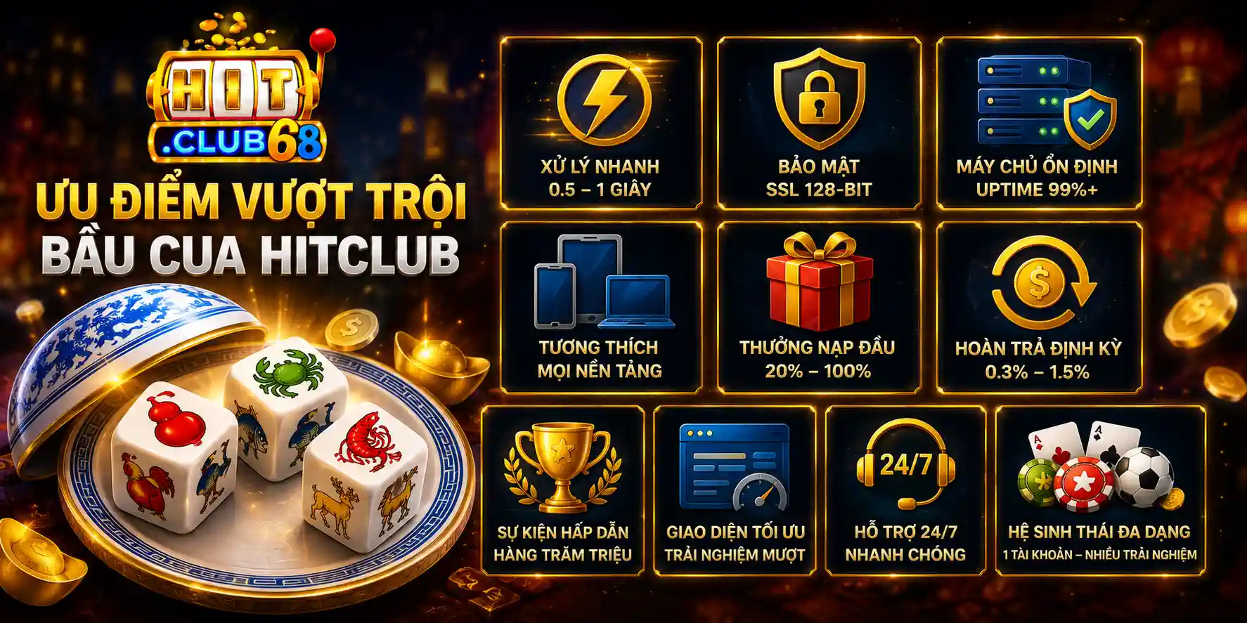 Những ưu điểm giúp Bầu cua Hitclub thu hút hội viên